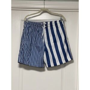Trunks Surf & Swim Co., Men's‎ Sano Striped Blocked Swim Short, Blue, Size Large
